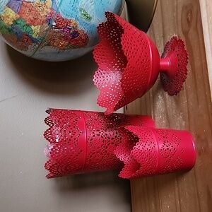 IKEA SKURAR  Red Lace Effect Metal Decor Pieces